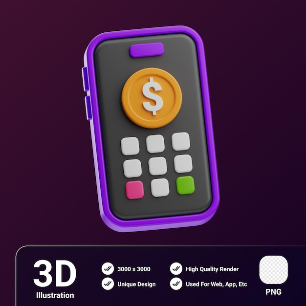 Contactless pay object mobile bangking 3d illustration