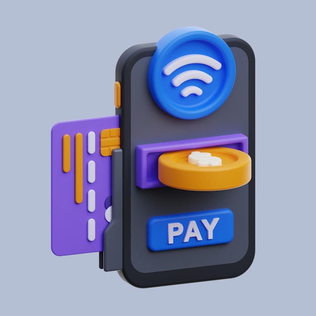 Contactless payment 3d icon a phone with a pay button on it suitable for ecommerce or financial app designs