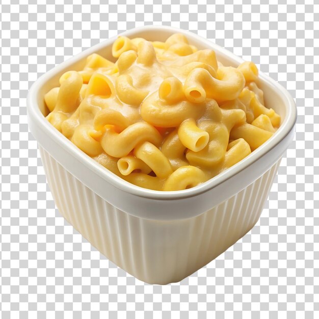 PSD container of creamy macaroni and cheese isolated on transparent background