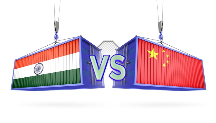 PSD container shipping box india vs china mockup flag isolated 3d render psd file