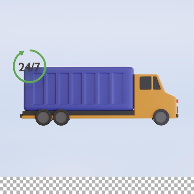 PSD container truck 3d rendering