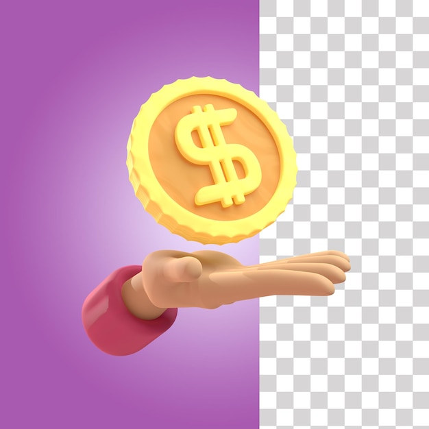 Contant geld bij de hand 3d illustratie