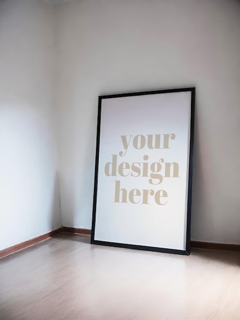 Contemporary artwork display in framed poster mockup illustration for interior render