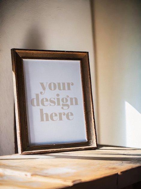 PSD contemporary artwork display in framed poster mockup illustration for interior render