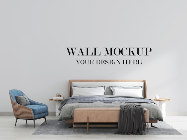 Contemporary bedroom wall mockup