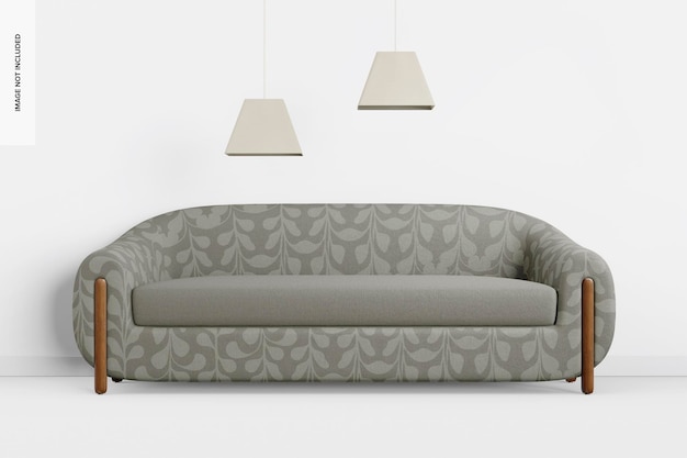 Contemporary fabric sofa mockup, front view