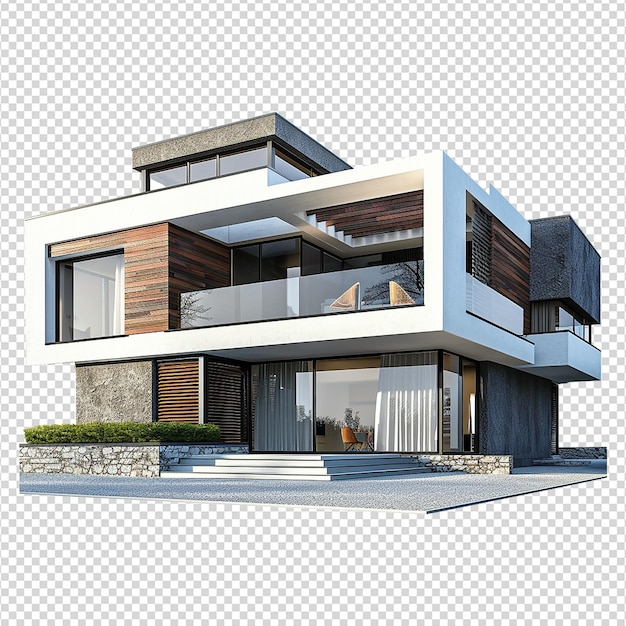 PSD contemporary house isolated on transparent background