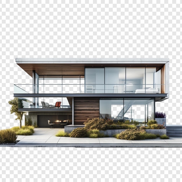 PSD contemporary house isolated on transparent background