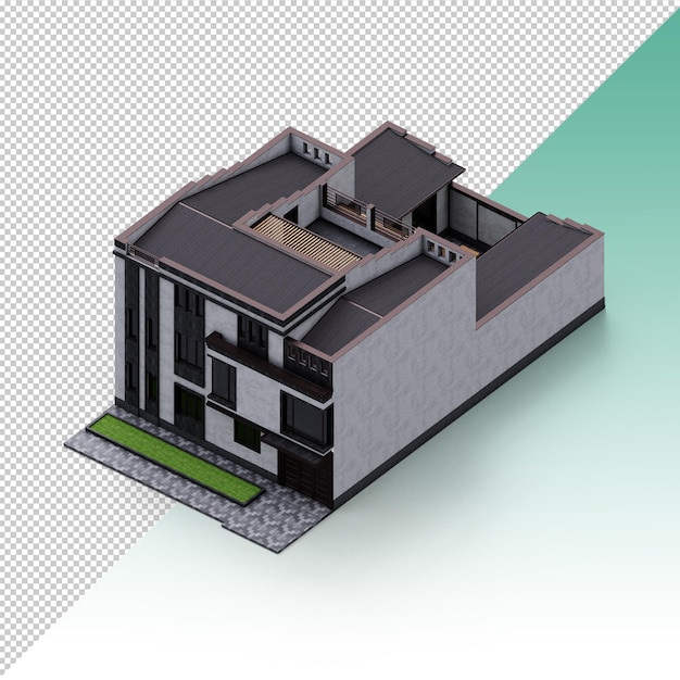 PSD contemporary isometric house isolated