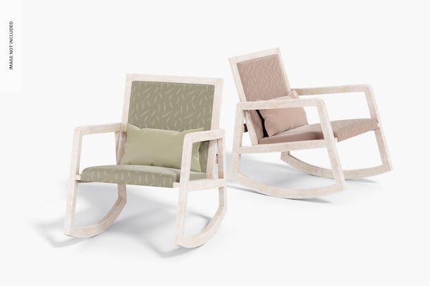 contemporary rocking chairs mockup, left and right view