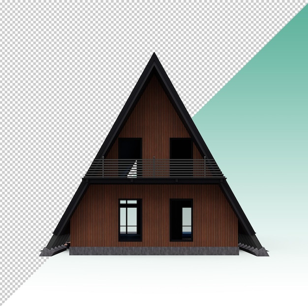 Contemporary wooden mountain house isolated