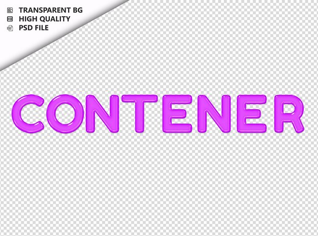 PSD contener typography purple text glosy glass psd transparent