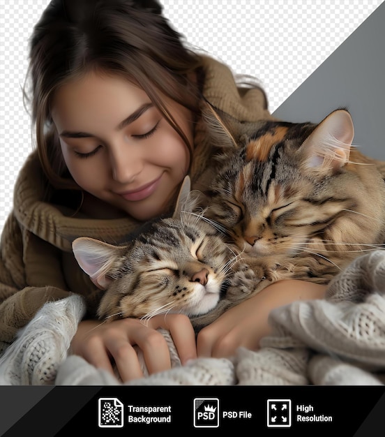 PSD content cat owner who pets their sleeping cat png