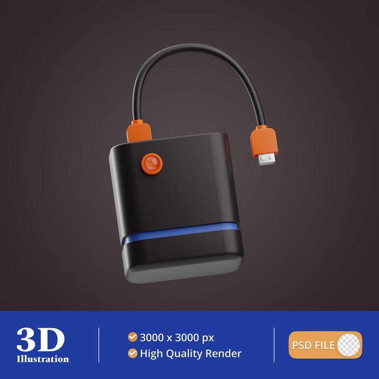PSD content creator powerbank illustration 3d