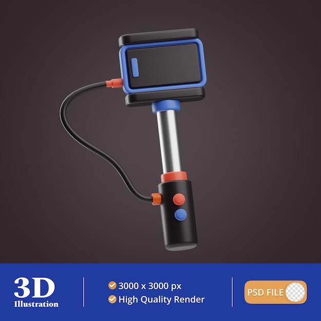 PSD creatore di contenuti selfie stick illustrazione 3d