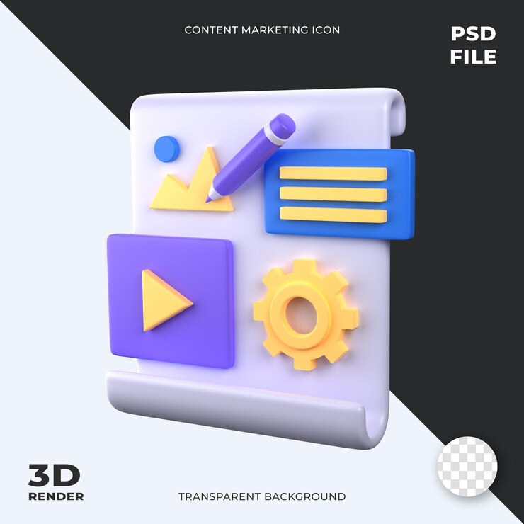 PSD content management 3d icon illustration perfect for content marketing ui