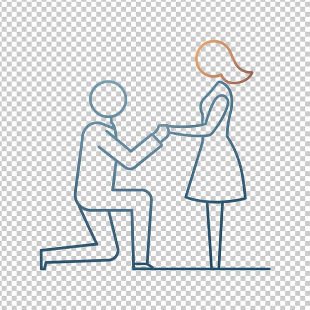 PSD continuous line drawing potrait of romantic wedding couple vector illustration