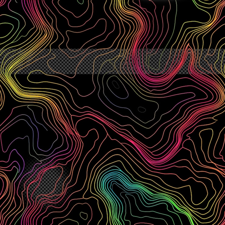 PSD contour flow lines colorful transparent background