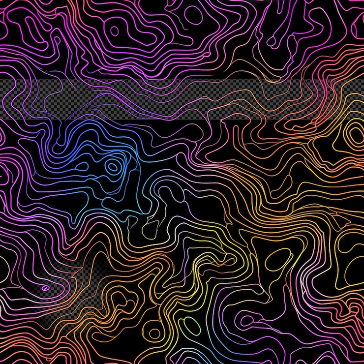 PSD contour flow lines colorful transparent background