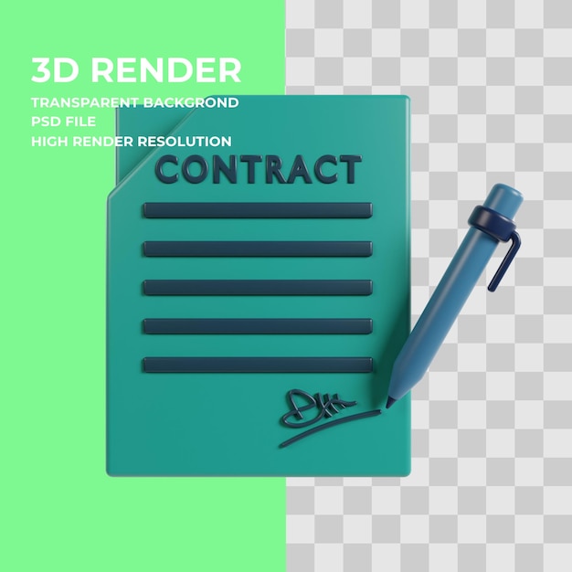 PSD illustrazione del contratto 3d