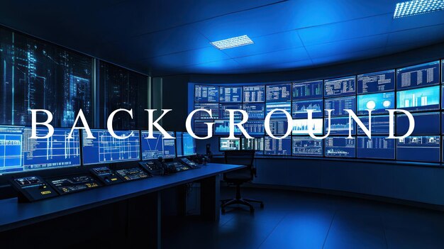 Control Room with Multiple Screens Showing Data and Information