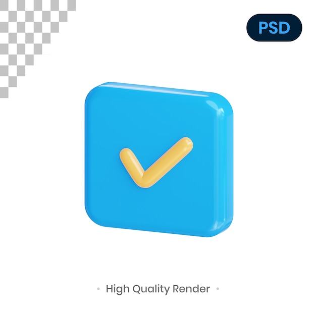 Controleer 3d render illustratie premium psd