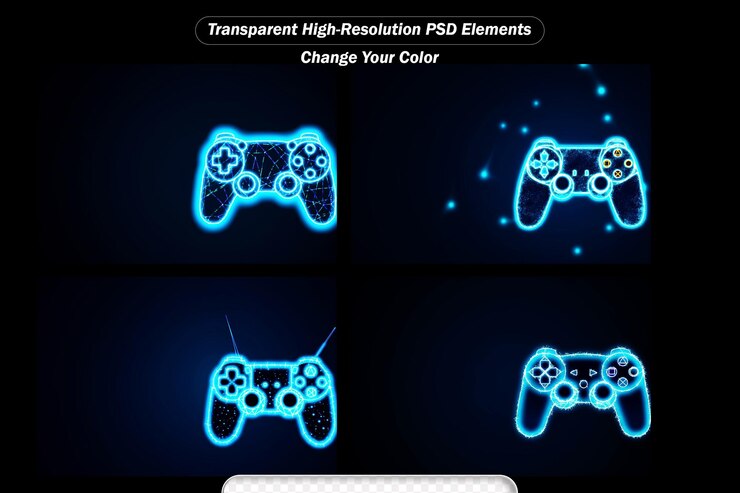 PSD controller made from blue light wires technology game pad set