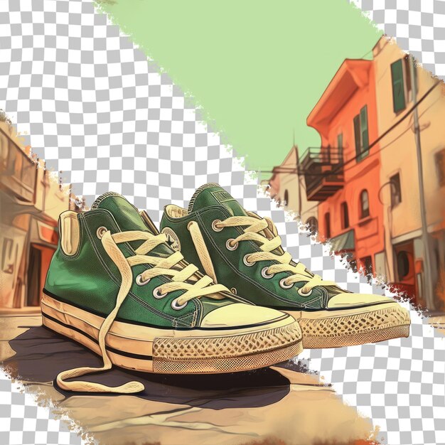 PSD converse sneakers in the front green on the street