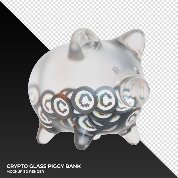 Convex finance cvx glass piggy bank with crypto coins 3d illustration