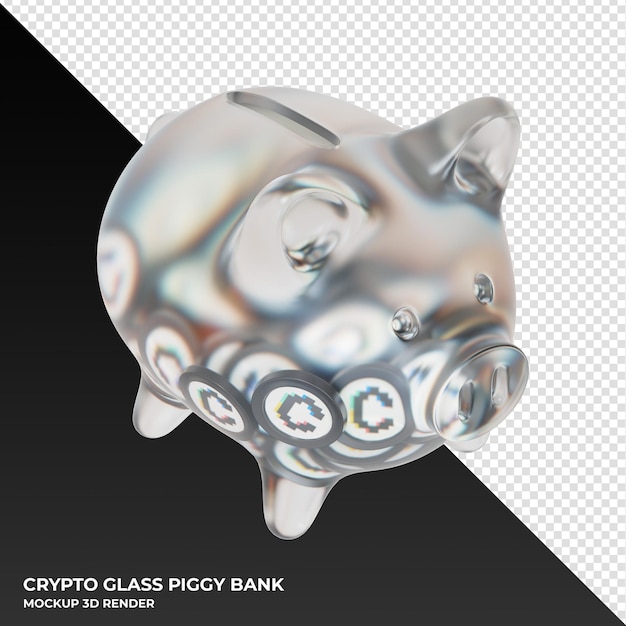 Convex Finance CVX Glass piggy bank with crypto coins 3d illustration