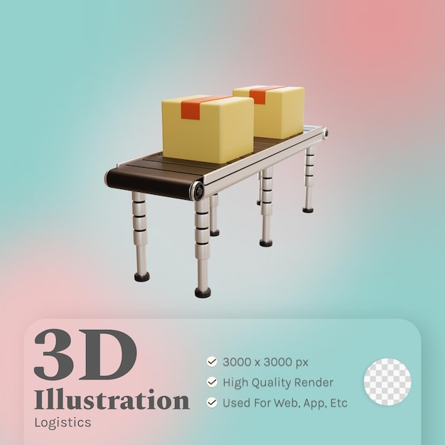 Illustrazione 3d del nastro trasportatore