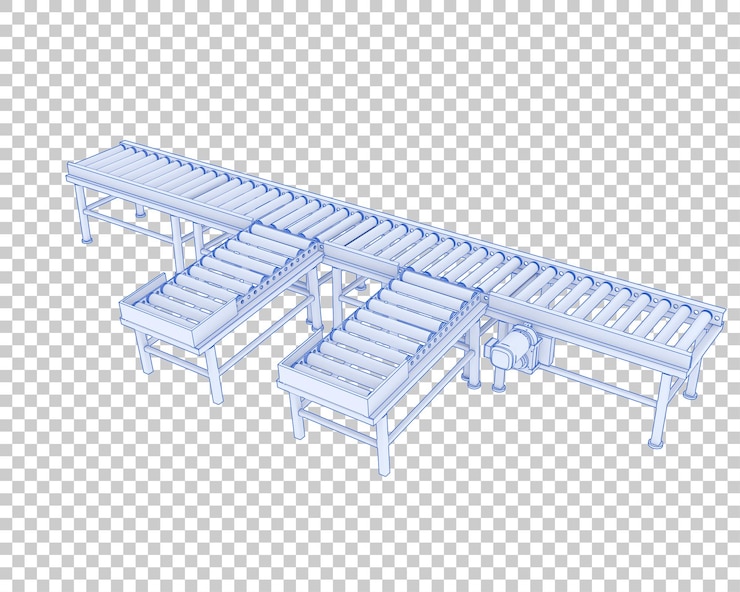 PSD conveyor belt isolated on transparent background 3d rendering illustration