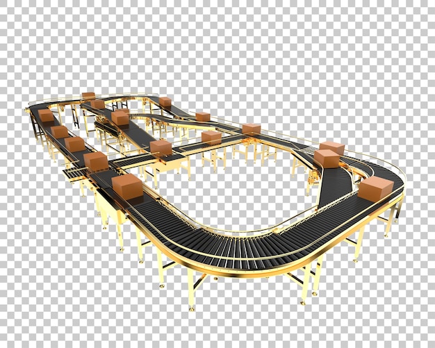 สายพานลำเลียงแยกต่างหากบนพื้นหลังโปร่งใส ภาพประกอบการเรนเดอร์ 3 มิติ