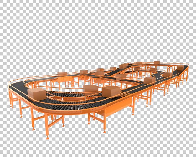 PSD conveyor belt isolated on transparent background 3d rendering illustration