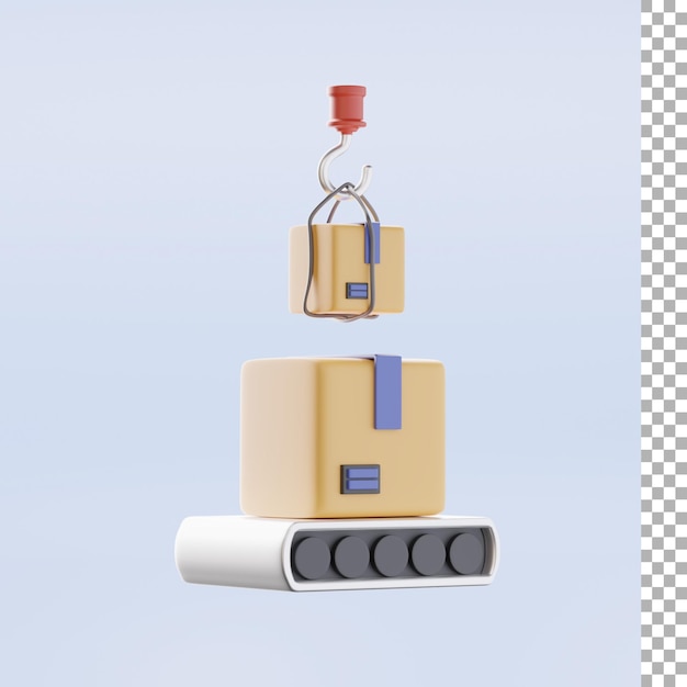 Conveyor Belt With Boxes 3d Icon