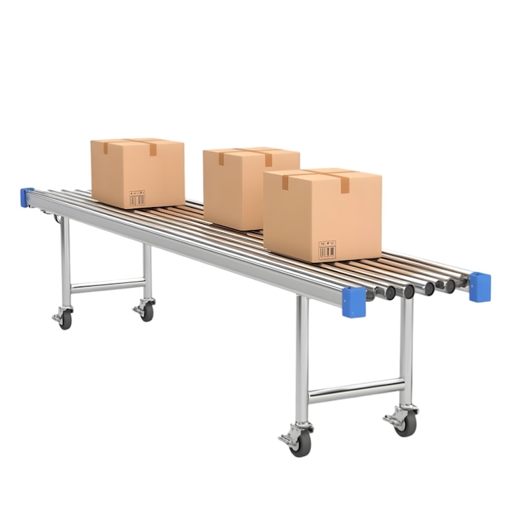 PSD conveyor belt with cardboard boxes industrial packaging concept