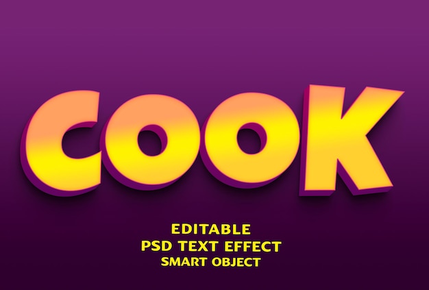 PSD cook 3d text effect design