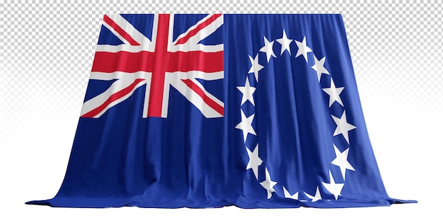 クック諸島の美しさを示す 3d レンダリングのクック諸島旗カーテン
