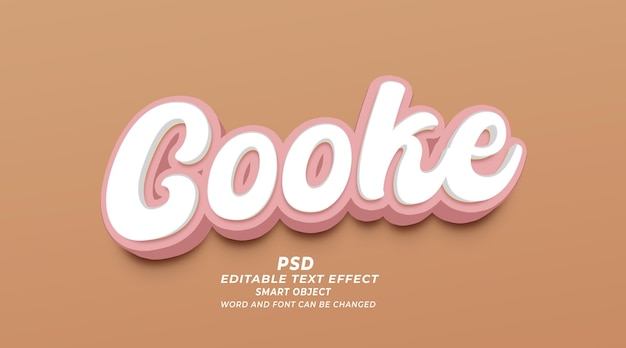 Cooke 3d psd bewerkbare tekst-effect photoshop sjabloon