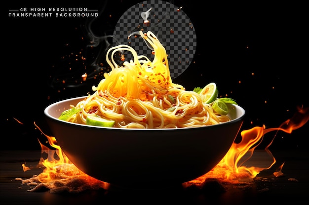 Cooked noodles big plate and dish food thali spicy transparent background