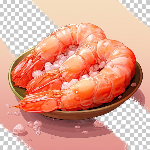 PSD cooked shrimp ebi used for sushi on transparent background