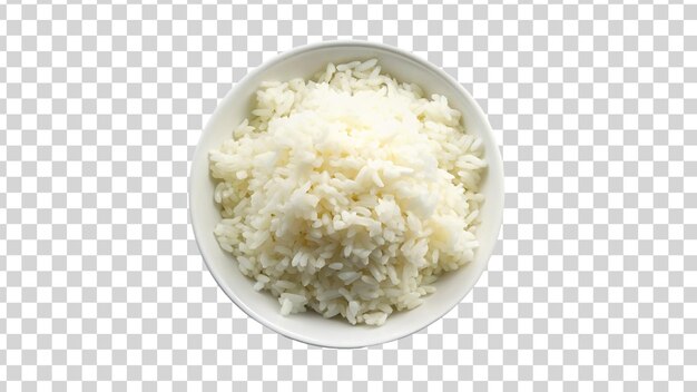 PSD cooked white rice in bowl on transparent background