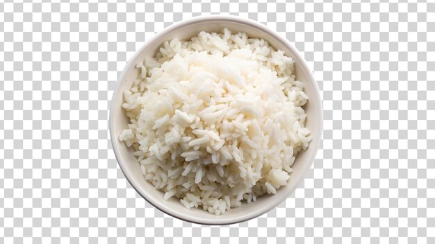 PSD cooked white rice in bowl on transparent background