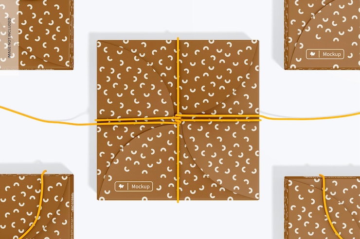 PSD cookie boxes mockup, top view