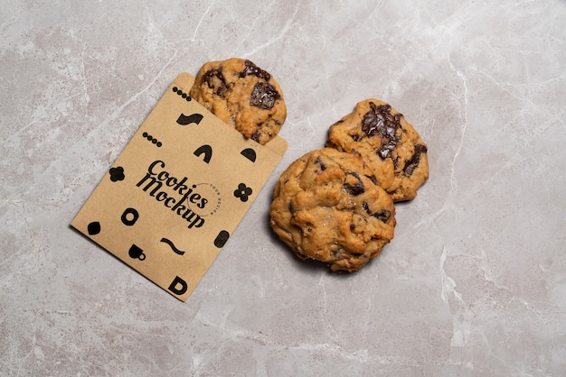 PSD mockup di progettazione di imballaggi per biscotti