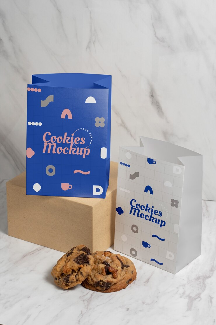 PSD cookie packaging design mockup