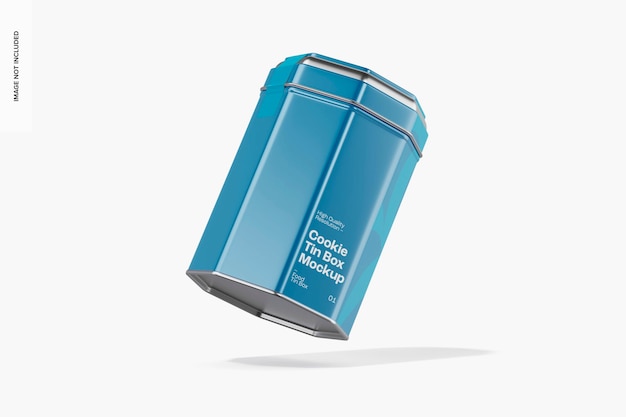 cookie tin box mockup, falling