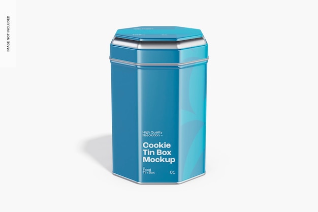 cookie tin box mockup, front view