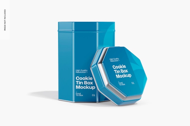 Cookie tin box mockup, opened