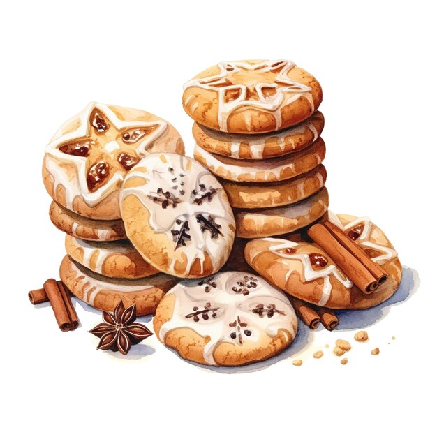 PSD cookies for christmas event watercolor style ai generated